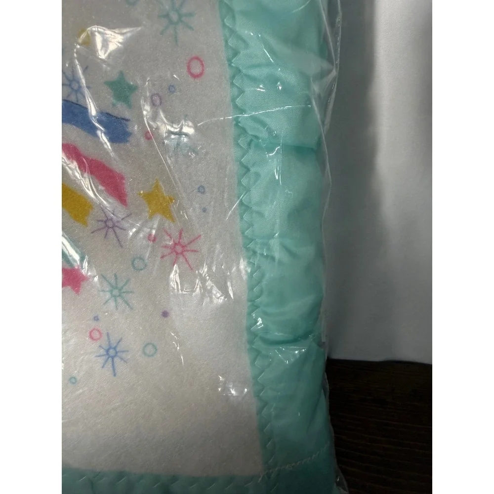 VTG Riegel Teddy Beddy Bear Friends Crib Blanket Satin / Nylon Trim‎ 36x45 NEW
